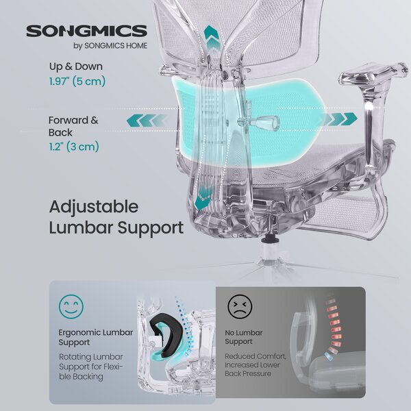 SONGMICS Síťované kancelářské s dvojitou opěrkou černá