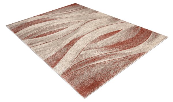 Makro Abra Kusový koberec FUSION 1617 Vlnky Moderní Abstraktní krémový terakota hnědý Rozměr: 80x150 cm