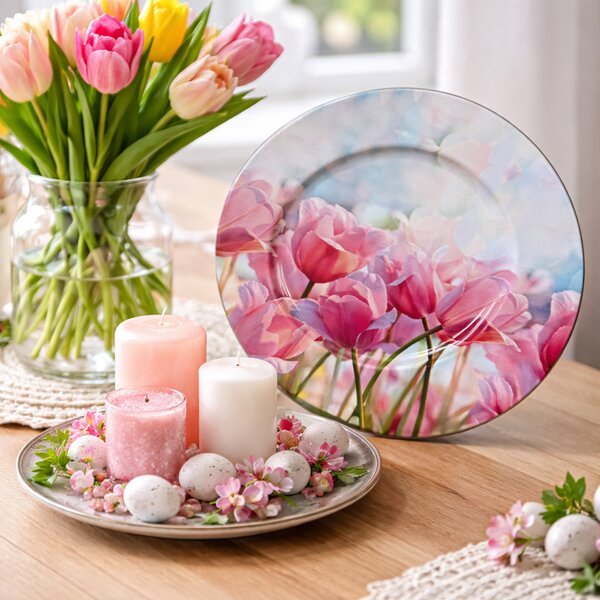 Talíř plechový dekorační Tulipány Ø 33 cm 2000173