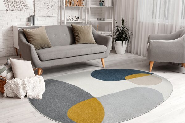 Makro Abra Kusový koberec FUSION 5706 Nepravidelný Moderní bílý světle šedý žlutý Rozměr: 160x220 cm