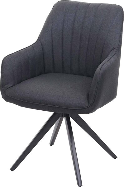 Jídelní židle HWC-H73, kuchyňská židle křeslo, retro ocel látka/textil tmavě šedá