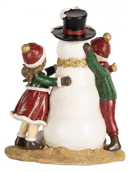 Vánoční dekorace figurka dětiček se sněhulákem a zvířátky – 13x10x16 cm