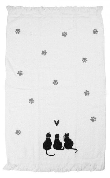 Kuchyňský froté ručník s kočičkami a srdíčkem Paws – 40x66 cm