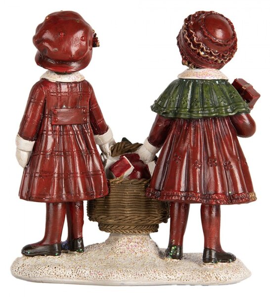 Vánoční dekorace figurka holčiček s vánoční výslužkou – 11x6x12 cm