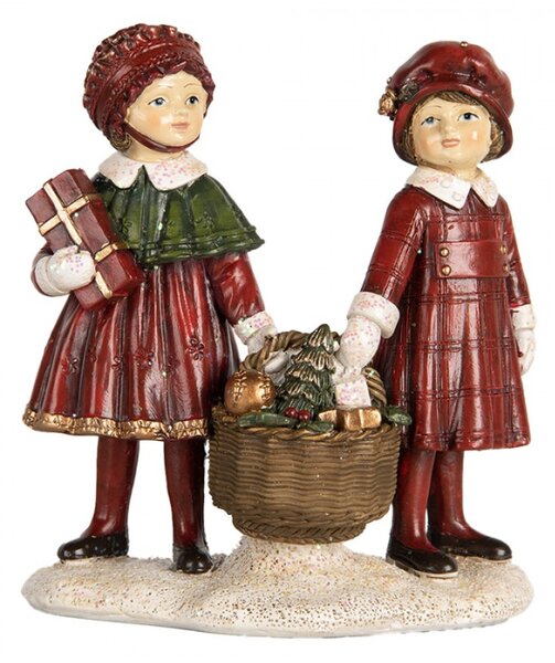Vánoční dekorace figurka holčiček s vánoční výslužkou – 11x6x12 cm