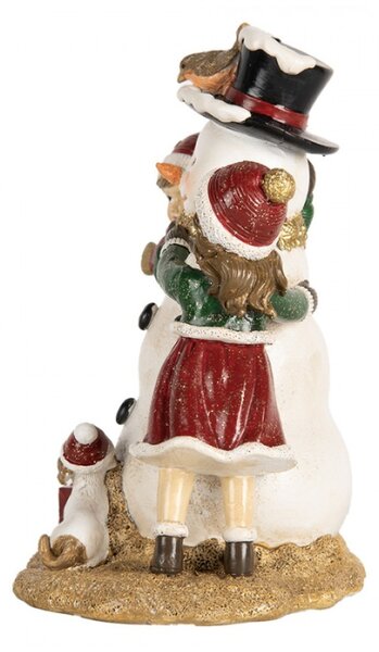 Vánoční dekorace figurka dětiček se sněhulákem a zvířátky – 13x10x16 cm