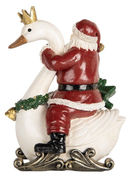 Vánoční dekorace figurka Santa Clause na labuti – 13x10x16 cm