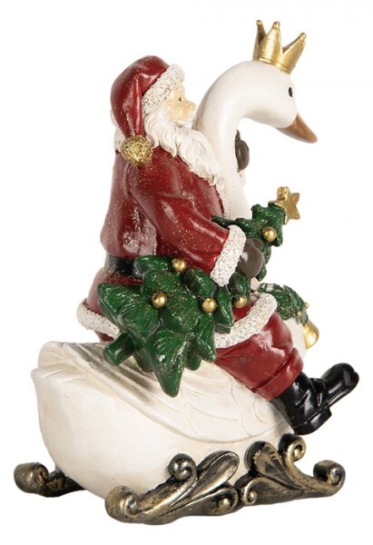Vánoční dekorace figurka Santa Clause na labuti – 13x10x16 cm