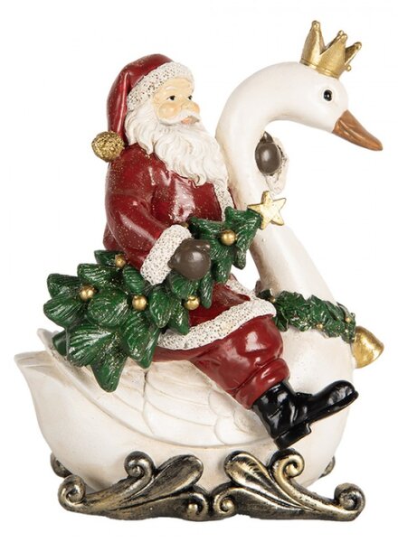 Vánoční dekorace figurka Santa Clause na labuti – 13x10x16 cm