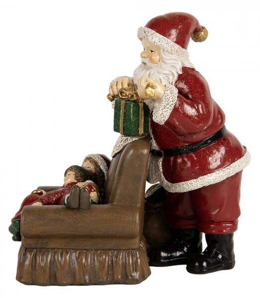 Vánoční dekorace figurka Santa Clause a spících dětí na křesle – 17x13x18 cm