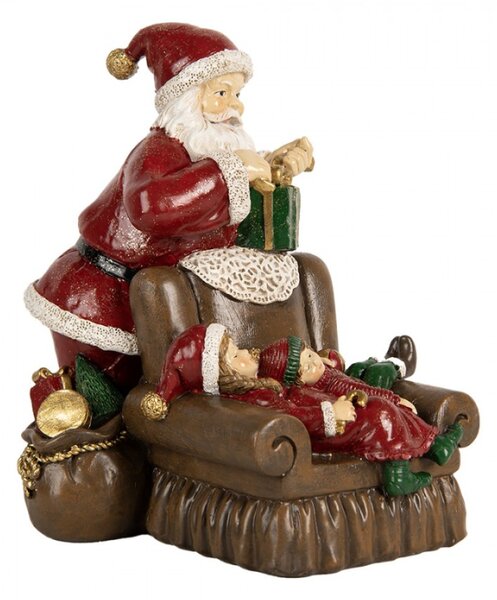 Vánoční dekorace figurka Santa Clause a spících dětí na křesle – 17x13x18 cm