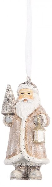 Závěsná vánoční ozdoba Santa Claus nese stromek a lucernu – 9 cm