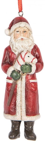Závěsná vánoční ozdoba Santa Claus s hlavou houpacího koně – 11 cm