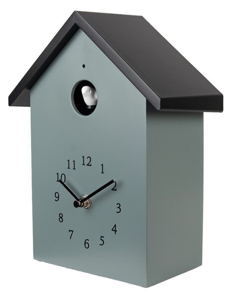 Zeleno-šedé hodiny kukačky v moderním stylu Koekoeksklok – 20x10x26 cm