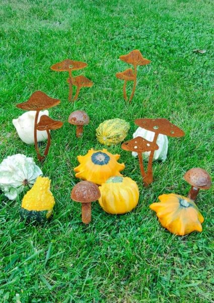 Zahradní kovová dekorace corten Houba rezavá 25 cm