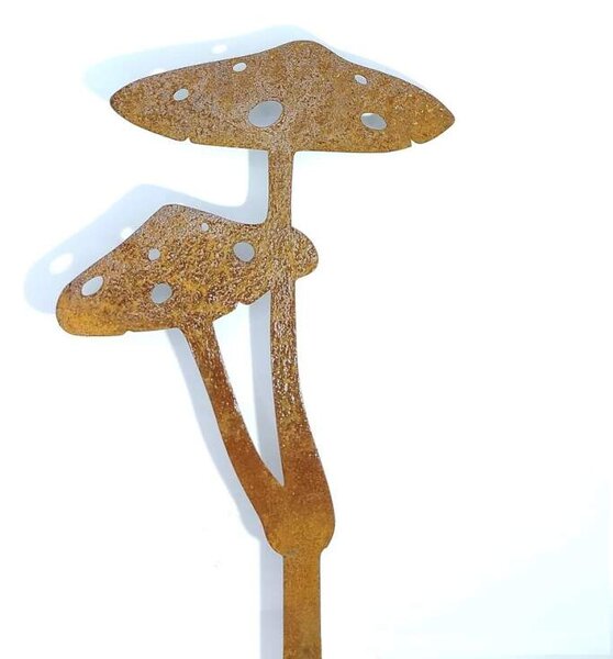 Zahradní kovová dekorace corten Mochomůrka rezavá 22 cm