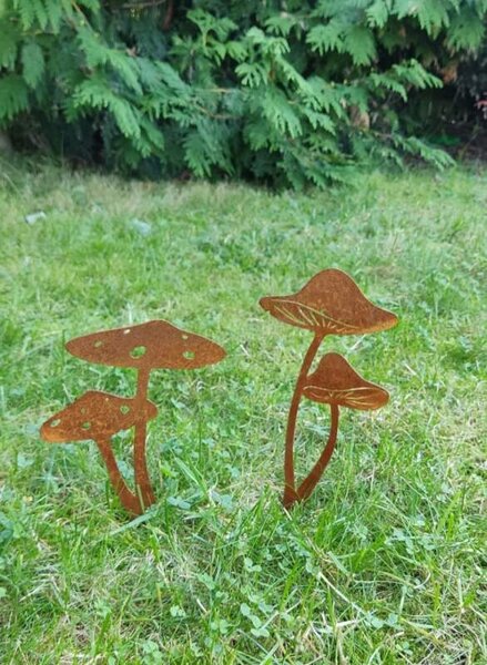 Zahradní kovová dekorace corten Houba rezavá 25 cm