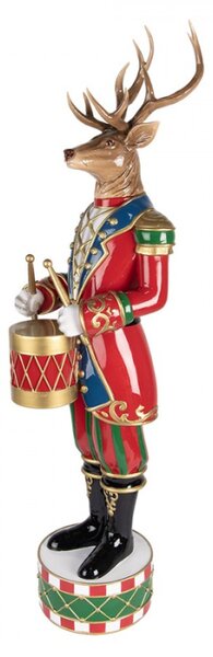 Vánoční dekorace figurka jelena s bubínkem – 25x22x82 cm