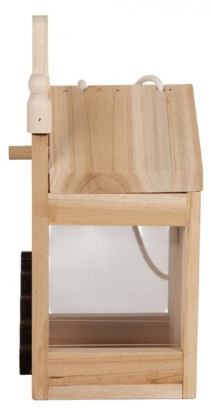 Přírodní dřevěné krmítko pro ptáčky s padacím mostem – 10x11x23 cm