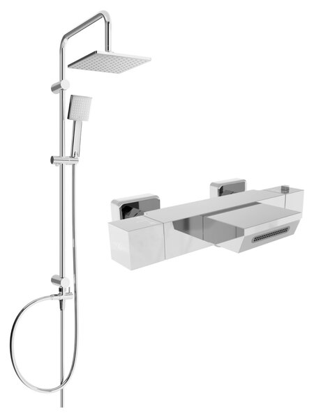 Mexen Tord vanovo-sprchový set s dešťovou sprchou a vanovou termostatickou baterií Cube, chromová, 77360200-00