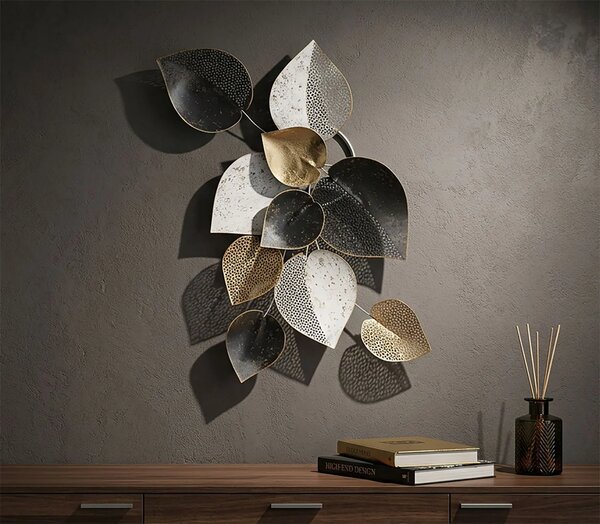 Mauro Ferretti Kovová nástěnná dekorace Half Leaf 40 cm vícebarevná/zlatá