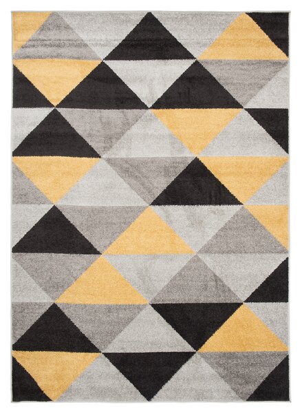 Makro Abra Kusový koberec LAZUR C945C Geometrický šedý žlutý Rozměr: 80x150 cm