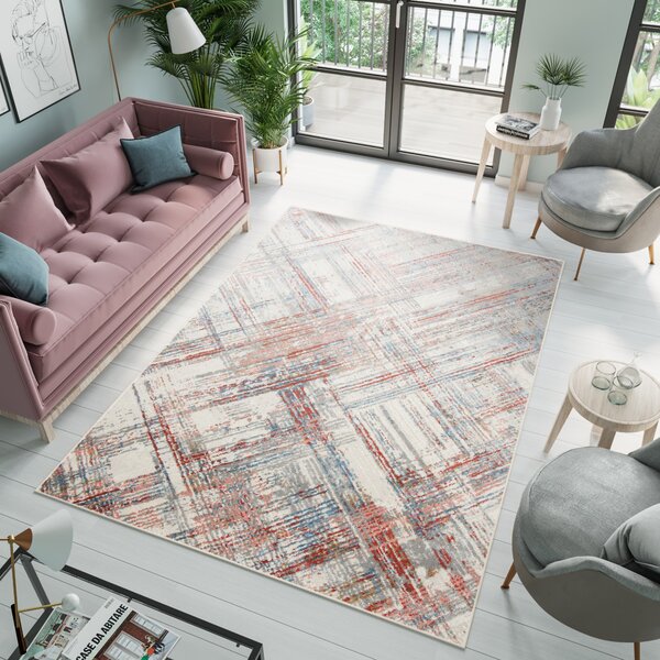 Makro Abra Moderní kusový koberec PORTLAND G505C bílý červený Rozměr: 120x170 cm