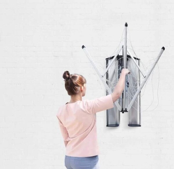 Brabantia Zahradní sušák WallFix šedý s ochranným boxem nerez