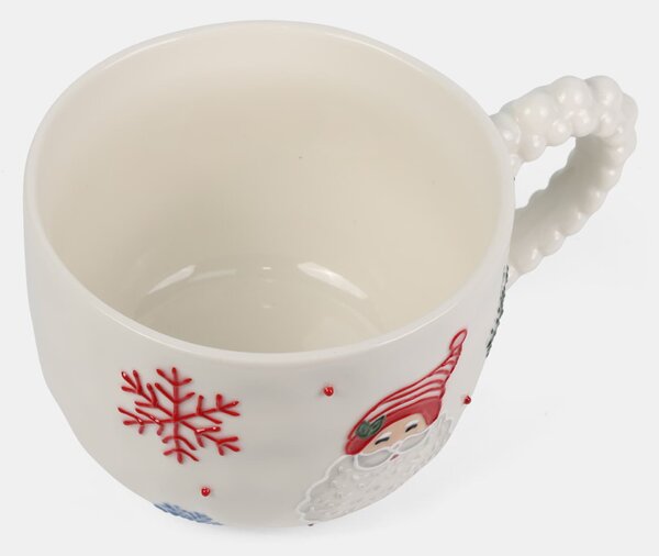 Sinsay - Vánoční keramický hrnek s motivem Santa Clause - bílá