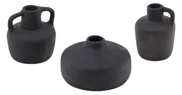 Set tří černých keramických váz Kave Home Sofra 6/8/8 cm