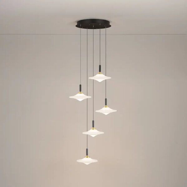 Nova Luce Bílé skleněné závěsné LED světlo Diaz 53 cm