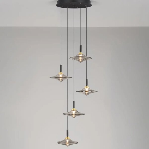 Nova Luce Kouřově šedé skleněné závěsné LED světlo Diaz 53 cm