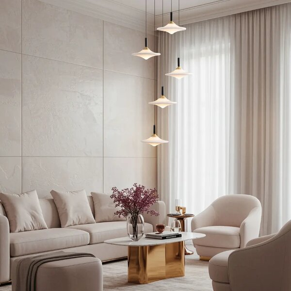 Nova Luce Bílé skleněné závěsné LED světlo Diaz 53 cm