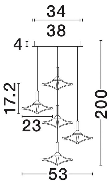 Nova Luce Bílé skleněné závěsné LED světlo Diaz 53 cm