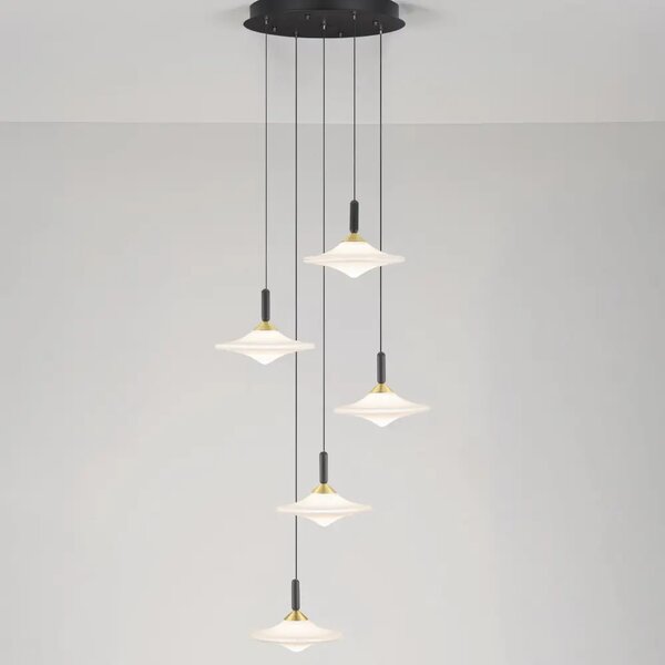 Nova Luce Bílé skleněné závěsné LED světlo Diaz 53 cm