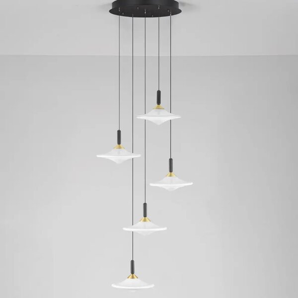 Nova Luce Bílé skleněné závěsné LED světlo Diaz 53 cm