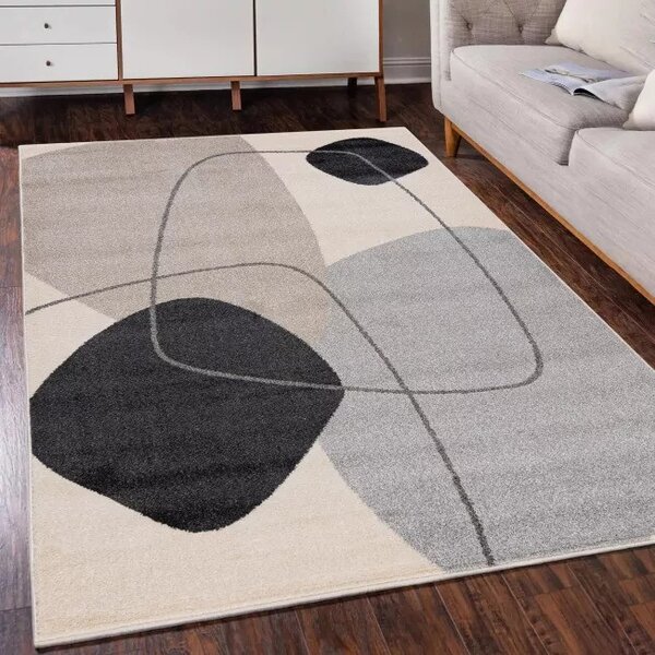 Makro Abra Moderní kusový koberec LUCY NP26A krémový šedý černý Rozměr: 80x150 cm