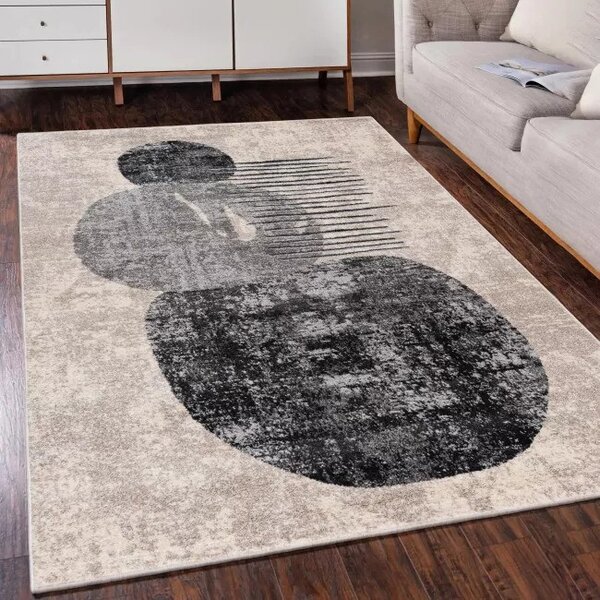 Makro Abra Moderní kusový koberec LUCY NP23D krémový šedý Rozměr: 80x150 cm