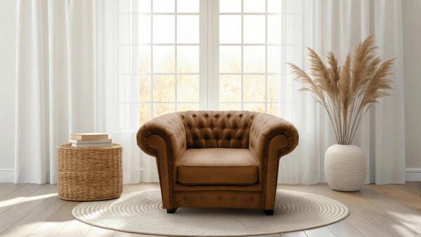 KŘESLO CHESTERFIELD, textil, kompozitní dřevo, koňaková Livetastic - Online Only křesla & taburety, Online Only