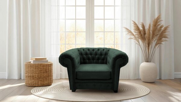 KŘESLO CHESTERFIELD, textil, kompozitní dřevo, tmavě zelená Livetastic - Online Only křesla & taburety, Online Only