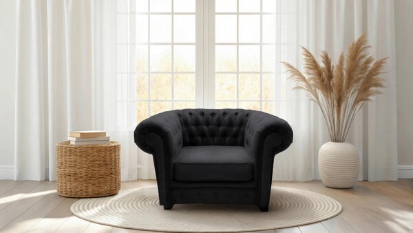 KŘESLO CHESTERFIELD, textil, kompozitní dřevo, černá Livetastic - Online Only křesla & taburety, Online Only
