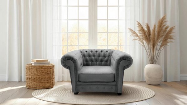 KŘESLO CHESTERFIELD, textil, kompozitní dřevo, šedá Livetastic - Online Only křesla & taburety, Online Only