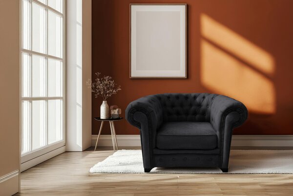 KŘESLO CHESTERFIELD, textil, kompozitní dřevo, černá Livetastic - Online Only křesla & taburety, Online Only