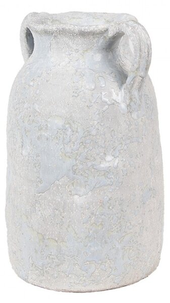 Šedá terakotová váza ve tvaru džnánu s uchy – 15x12x20 cm
