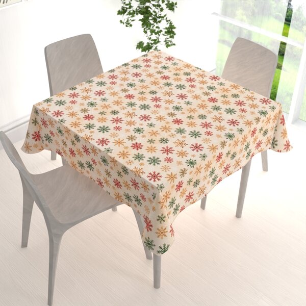 Biante Dekorační čtvercový ubrus Leona LN-179 Barevné vločky na béžovém 40x40 cm