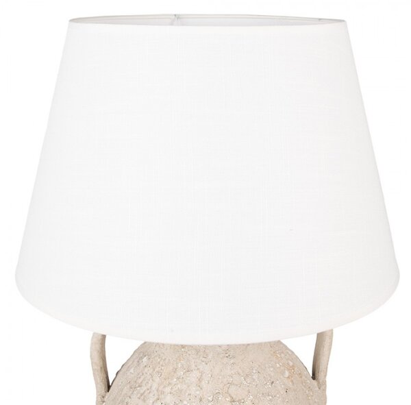 Béžová terakotová stolní lampa ve tvaru džbánu a bílým stínidlem Pleun – 40x65 cm