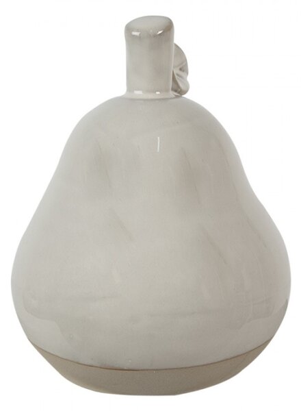 Béžová porcelánová dekorační hruška s lístkem Camlo XS – 8 cm