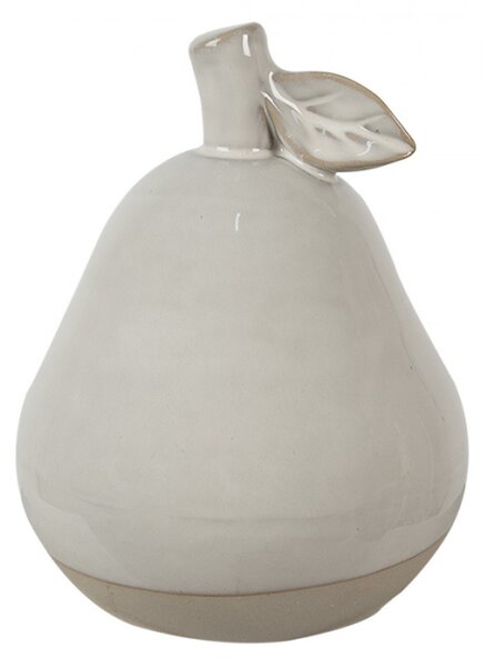 Béžová porcelánová dekorační hruška s lístkem Camlo XS – 8 cm