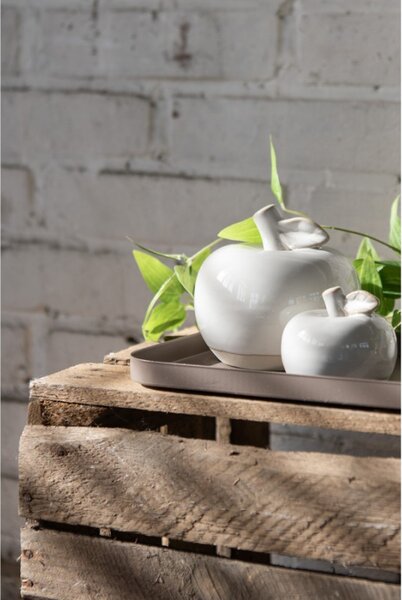 Béžové porcelánové dekorační jablko s lístkem Camlo XS – 6 cm