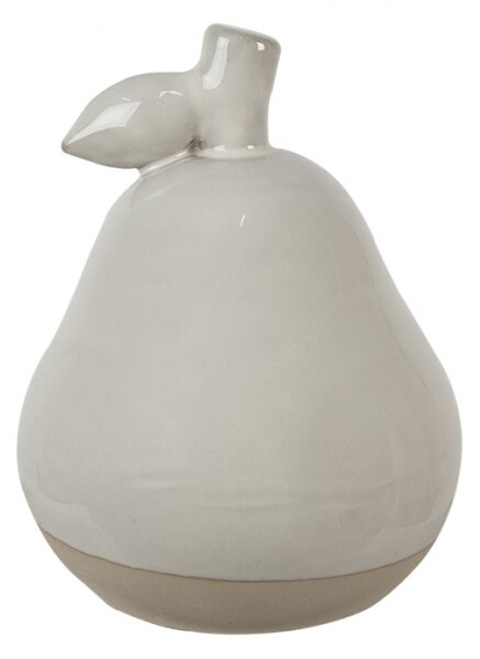 Béžová porcelánová dekorační hruška s lístkem Camlo XS – 8 cm